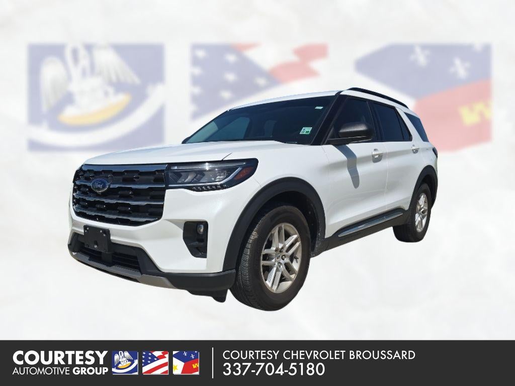 2025 Ford Explorer Active in White — front three-quarter view
