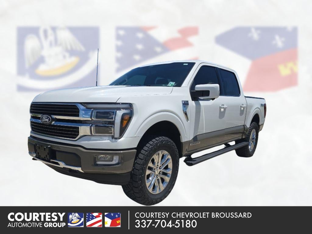 2025 Ford F-150 King Ranch in White — front three-quarter view