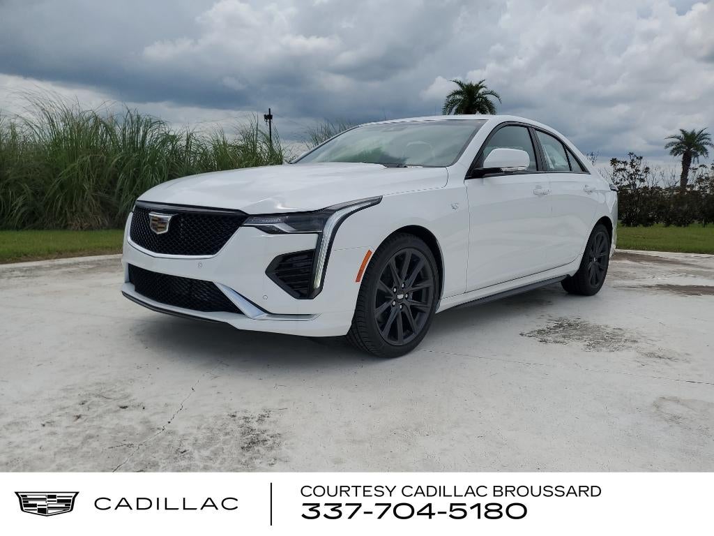 2025 Cadillac CT4 Sport in Summit White — front three-quarter view