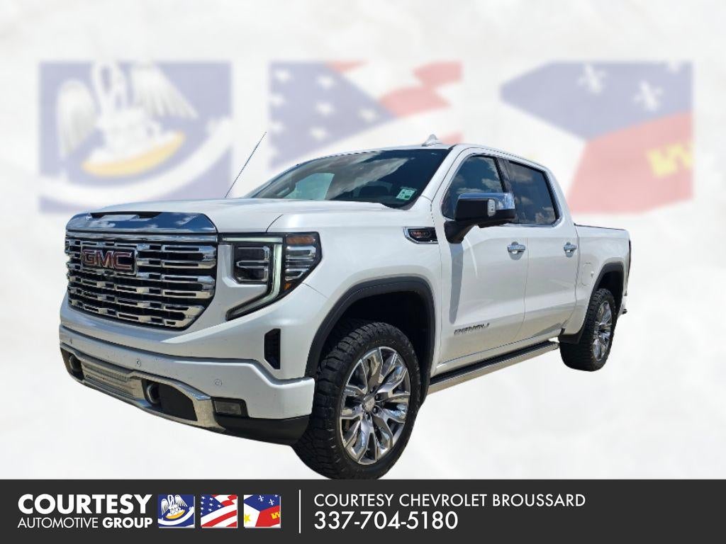 2024 GMC Sierra 1500 Denali in White Frost Tricoat — front three-quarter view