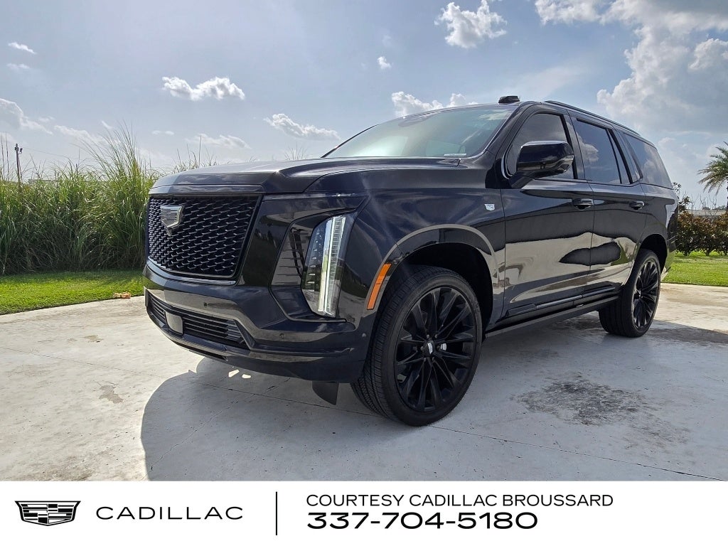 2026 Cadillac Escalade Platinum Sport in Black Raven — front three-quarter view