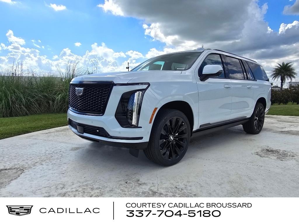 2026 Cadillac Escalade ESV Platinum Sport in Vibrant White Tricoat — front three-quarter view